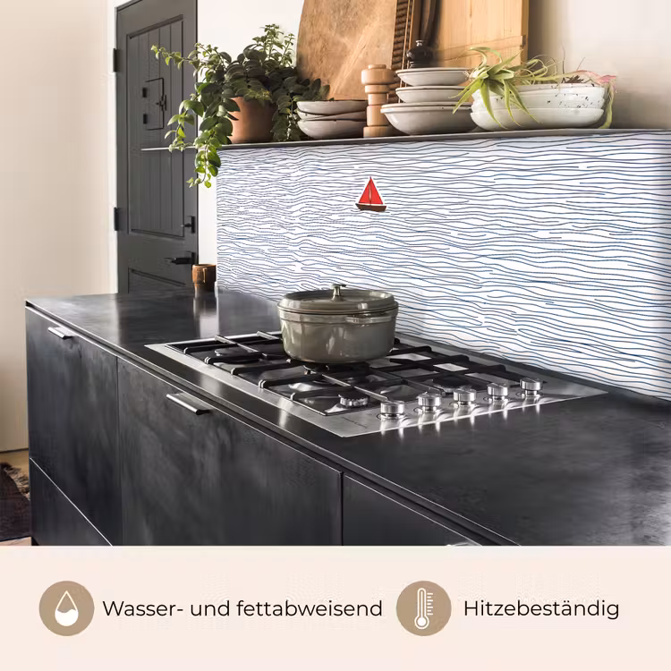 Boot - Water - Rood - Illustratie - Minimalistisch keuken achterwand 2 middel -usp_DE