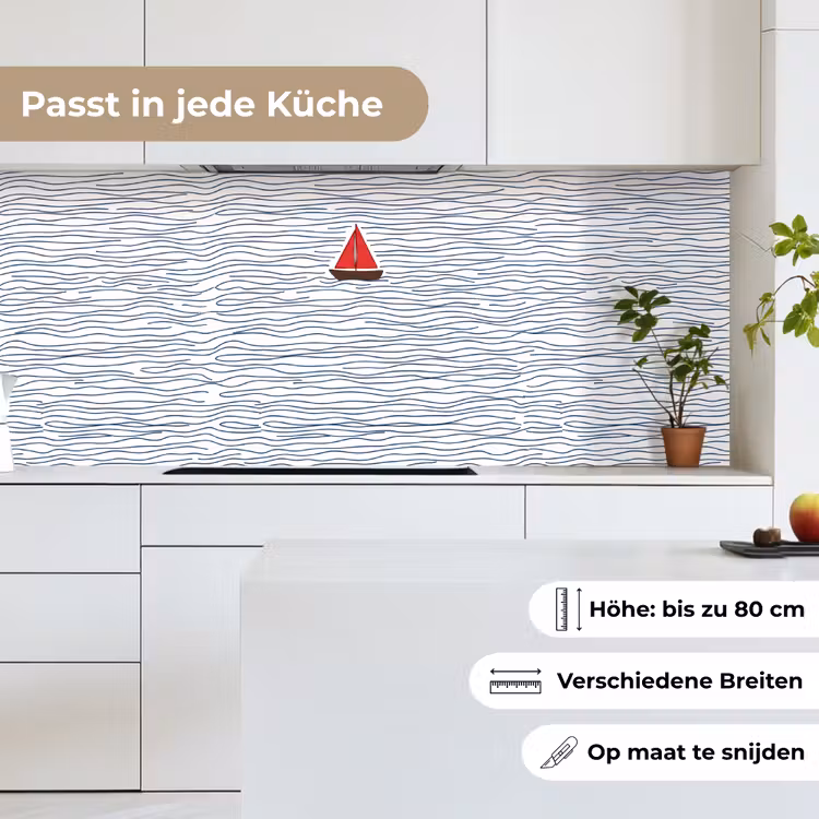 Boot - Water - Rood - Illustratie - Minimalistisch keuken achterwand 2 middel -sfeer4_DE