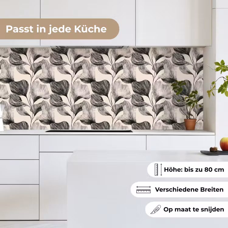 Botanisch - Bladeren - Zwart keuken achterwand 2 middel 871 -sfeer4_DE