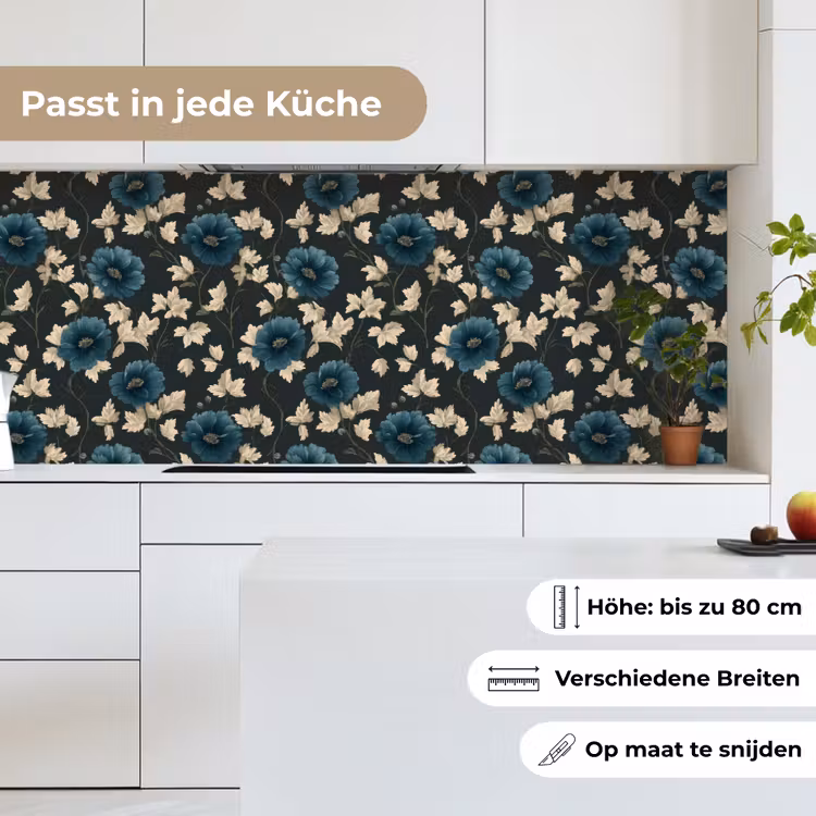 Botanisch - Bloemen - Blauw keuken achterwand 2 middel 871 -sfeer4_DE