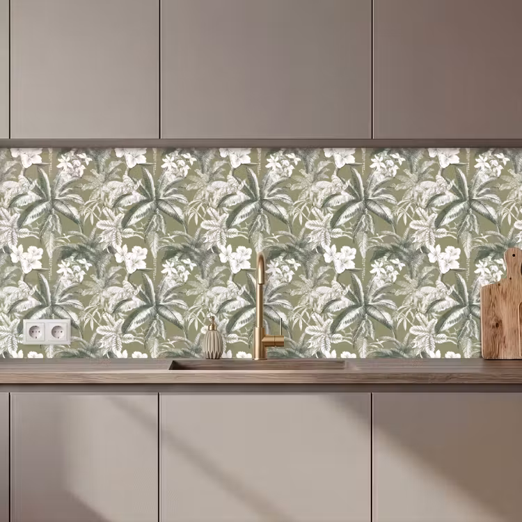 Botanisch - Bloemen - Groen keuken achterwand 2 middel 871 zz_3dshopping