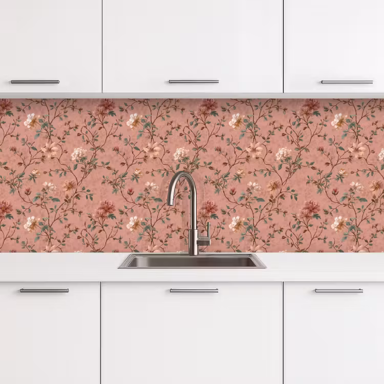 Botanisch - Bloemen - Roze keuken achterwand 2 middel 871 -3d