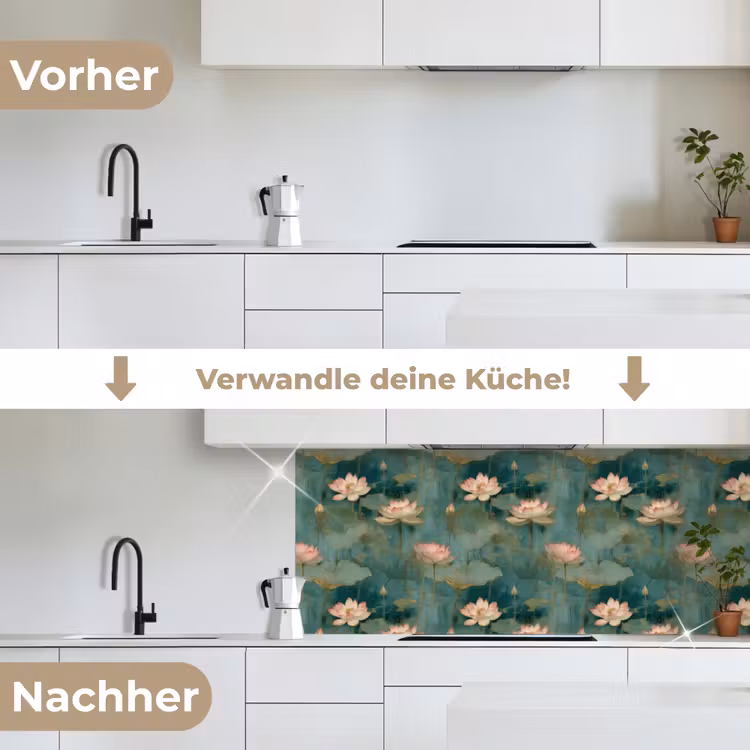 Botanisch - Bloemen - Roze keuken achterwand 2 middel 871 -voor-na_DE