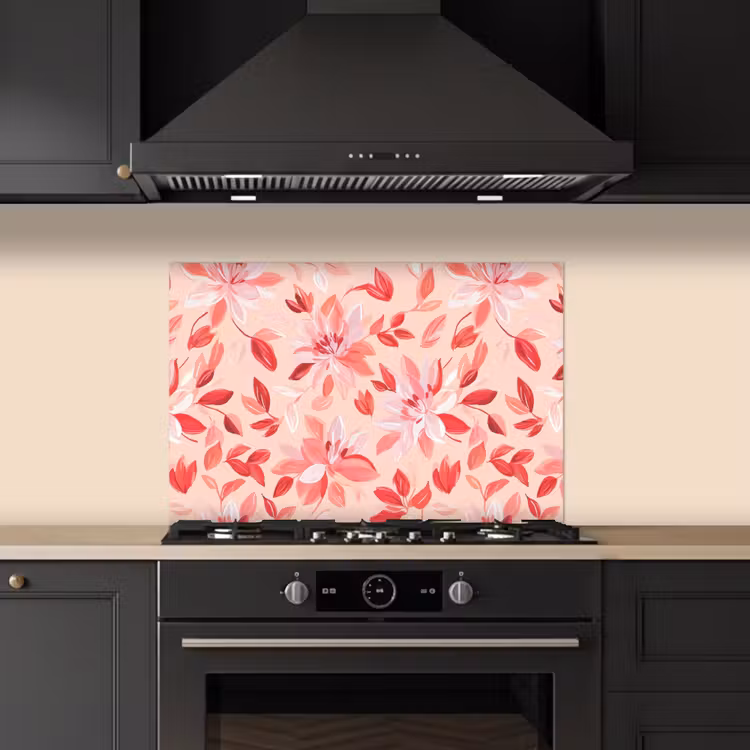 Botanisch - Bloemen - Rood keuken achterwand spatscherm klein 900 -sfeer1