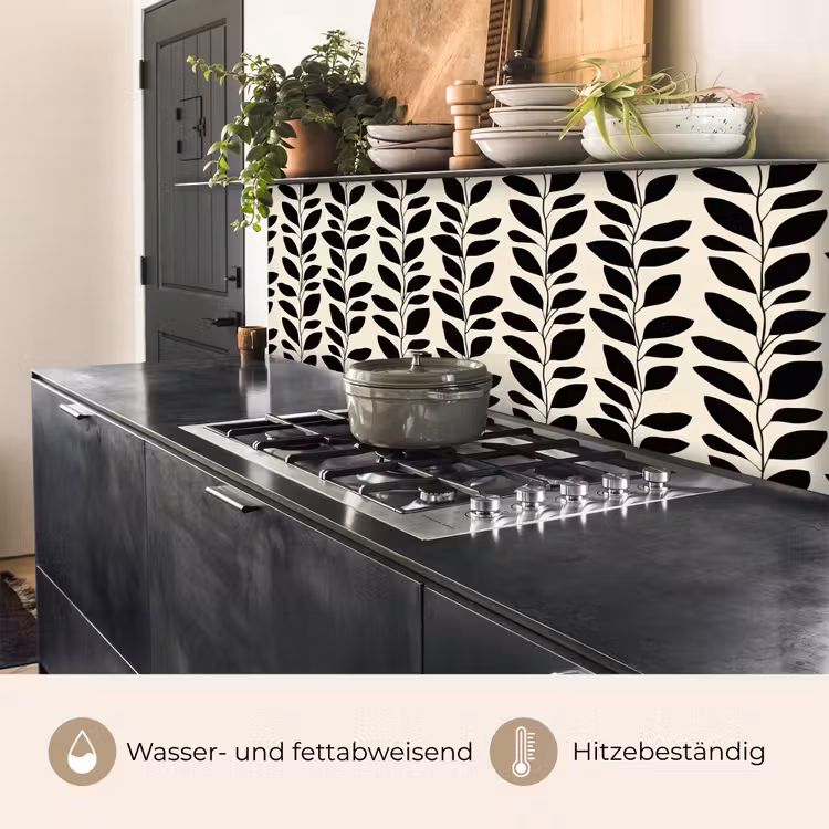 Botanisch - Dessin - Zwart - Beige keuken achterwand 2 middel 871 -usp_DE