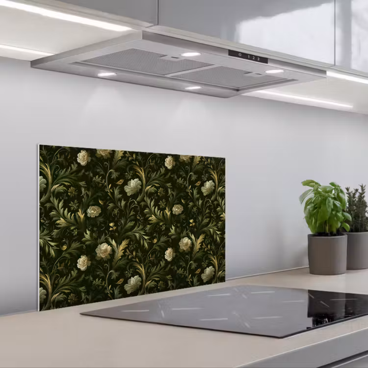 Botanisch - Naadloos - Bloemen keuken achterwand spatscherm klein 900 -3d_schuin