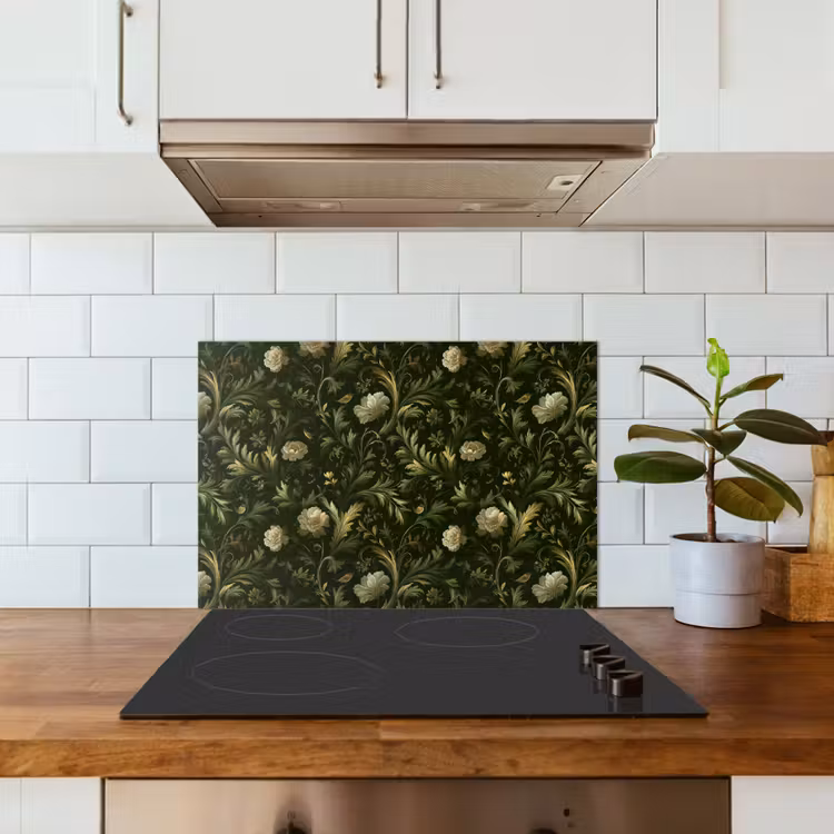 Botanisch - Naadloos - Bloemen keuken achterwand spatscherm klein 900 -sfeer2