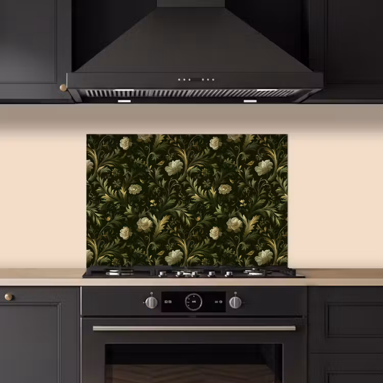 Botanisch - Naadloos - Bloemen keuken achterwand spatscherm klein 900 -sfeer1