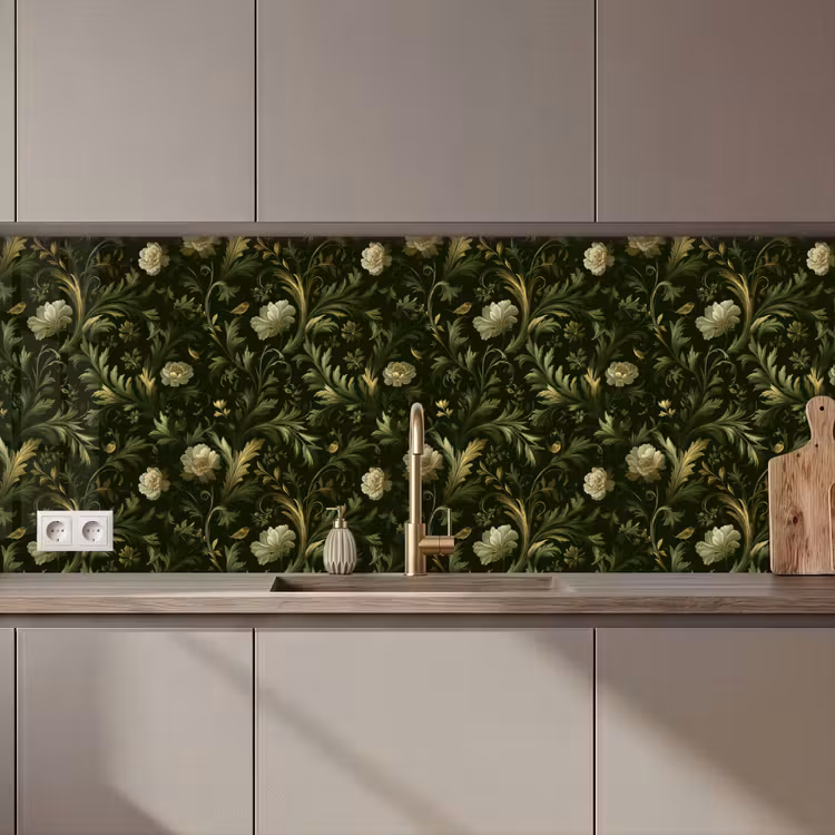 Botanisch - Naadloos - Bloemen keuken achterwand 2 middel 871 zz_3dshopping