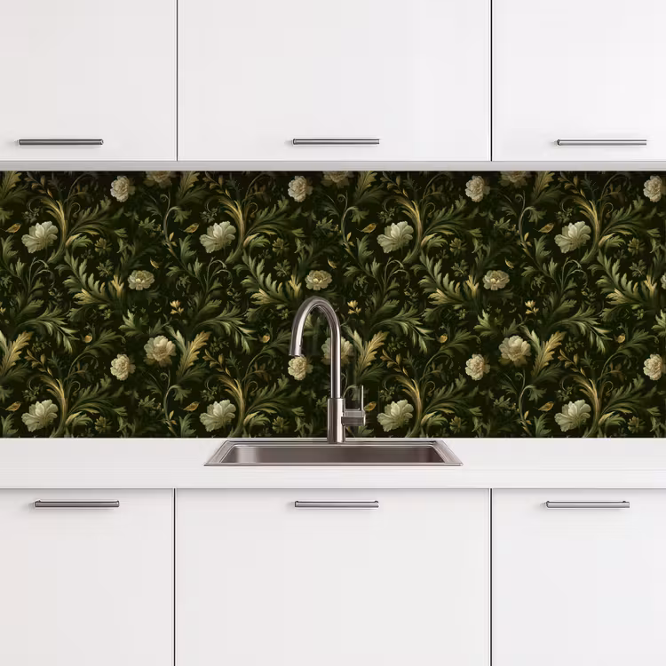 Botanisch - Naadloos - Bloemen keuken achterwand 2 middel 871 -3d