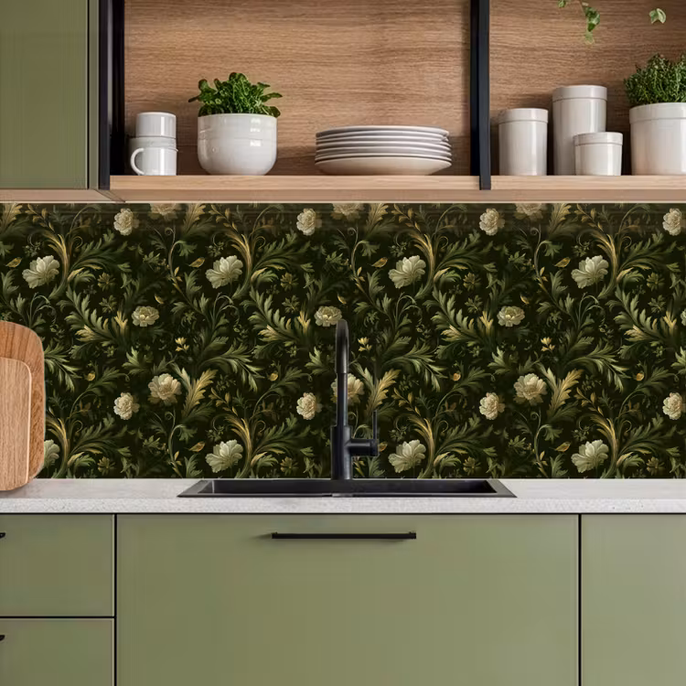 Botanisch - Naadloos - Bloemen keuken achterwand 2 middel 871 -sfeer3