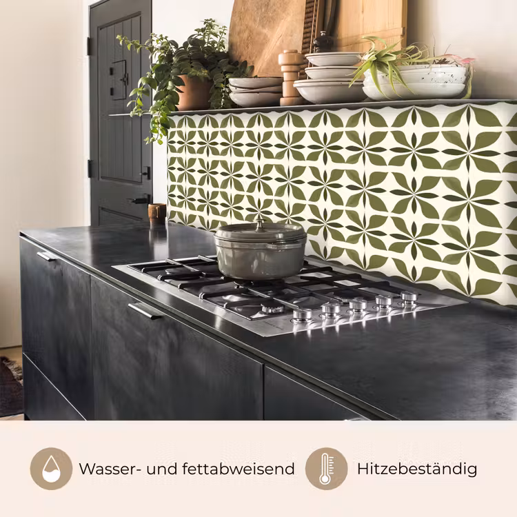 Botanisch - Retro - Groen keuken achterwand 2 middel 871 -usp_DE