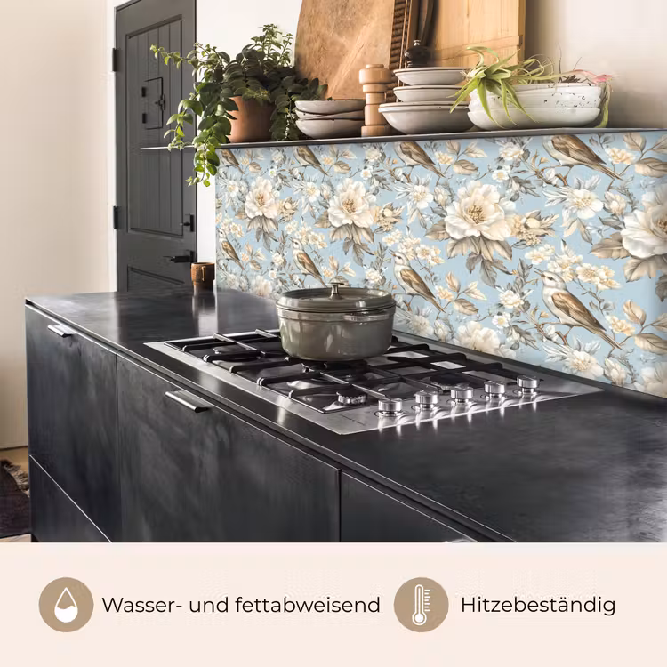 Botanisch - Zangvogel - Blauw keuken achterwand 2 middel 871 -usp_DE