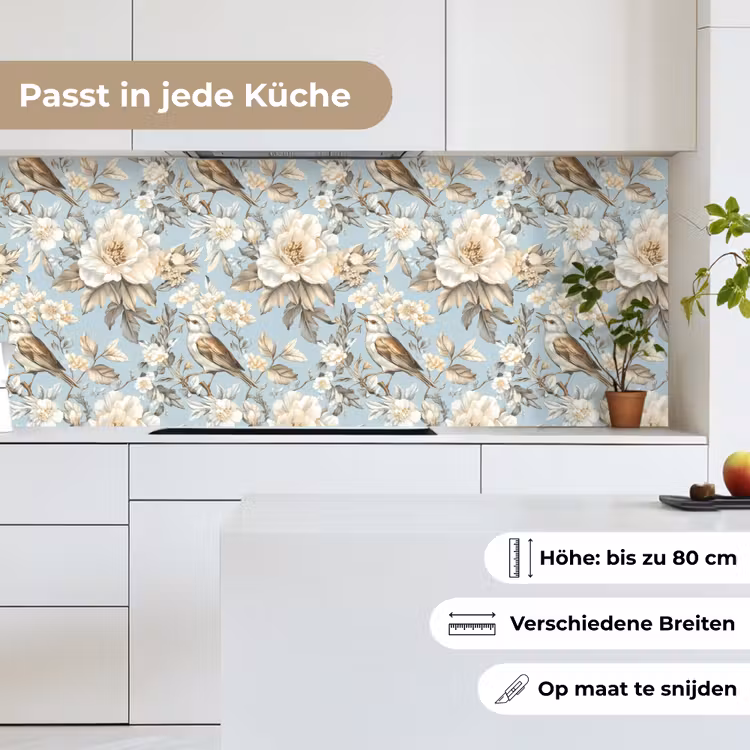Botanisch - Zangvogel - Blauw keuken achterwand 2 middel 871 -sfeer4_DE