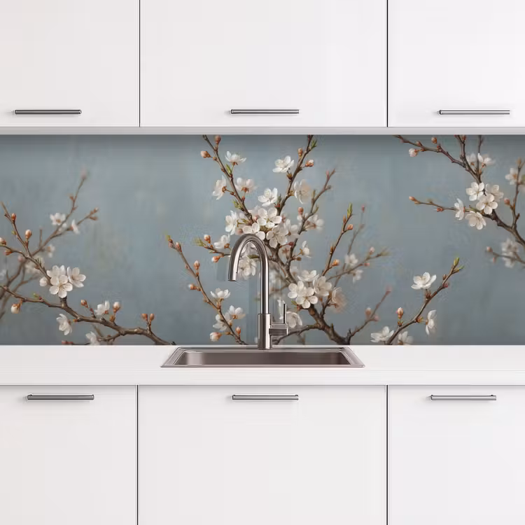 Botanisch - Stilleven - Blauw keuken achterwand 2 middel -3d