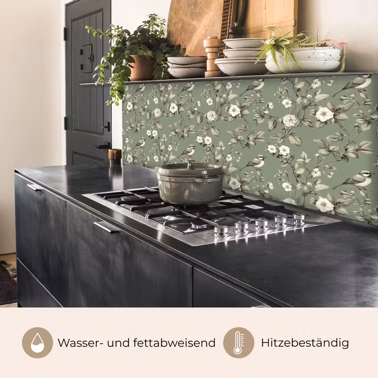 Botanisch - Vogels - Groen keuken achterwand 2 middel 871 -usp_DE