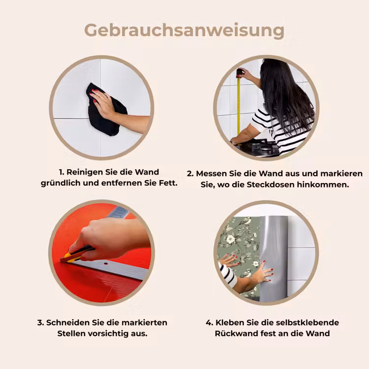 Botanisch - Vogels - Groen keuken achterwand 2 middel 871 -gebruiksaanwijzing_DE