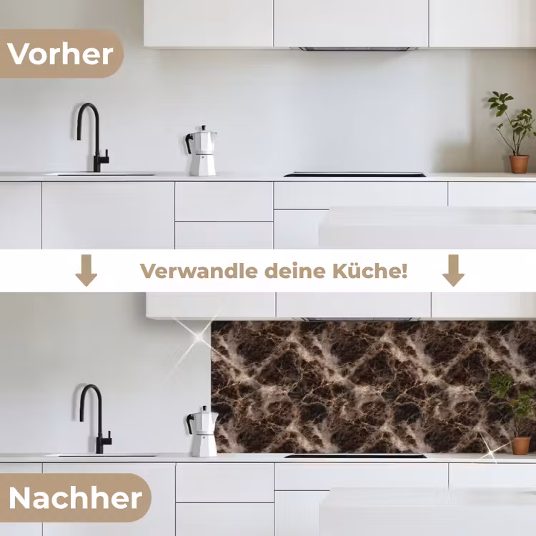 Bruin - Goud - Marmer keuken achterwand 2 middel 871 -voor-na_DE
