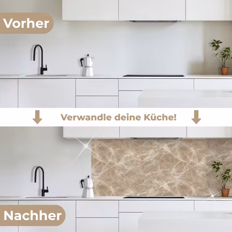 Bruin - Kristaladers - Marmer keuken achterwand 2 middel 871 -voor-na_DE