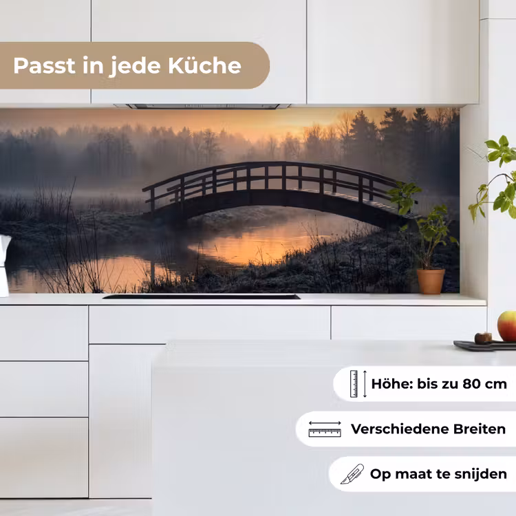 Brug - Mist - Bomen - Water keuken achterwand 2 middel -sfeer4_DE