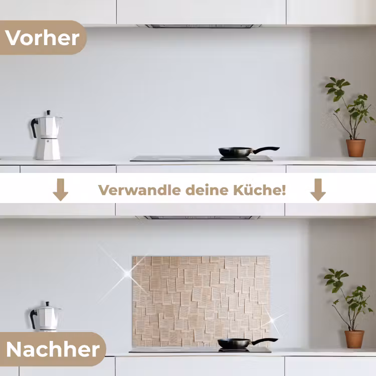 Boekpagina - Collage - Literatuur - Vintage - Beige keuken achterwand spatscherm klein -voor_na_DE