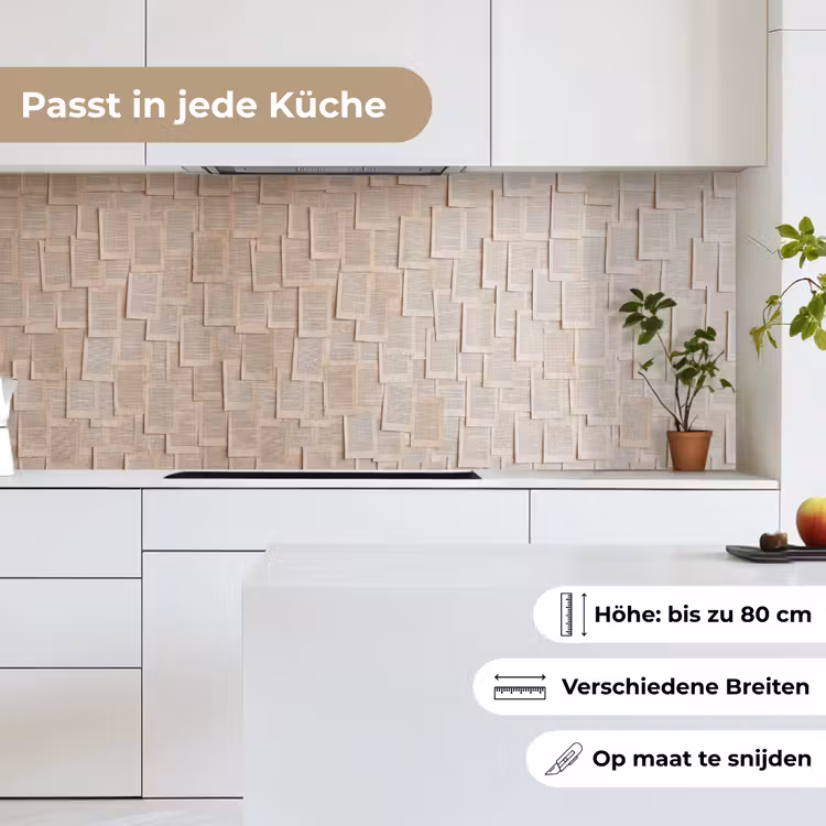 Boekpagina - Collage - Literatuur - Vintage - Beige keuken achterwand 2 middel -sfeer4_DE