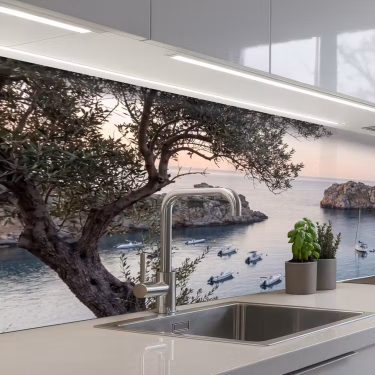 Küchenrückwand - Bucht – Boote – Sonnenuntergang - Baai - boten - zonsondergang keuken achterwand 2 middel