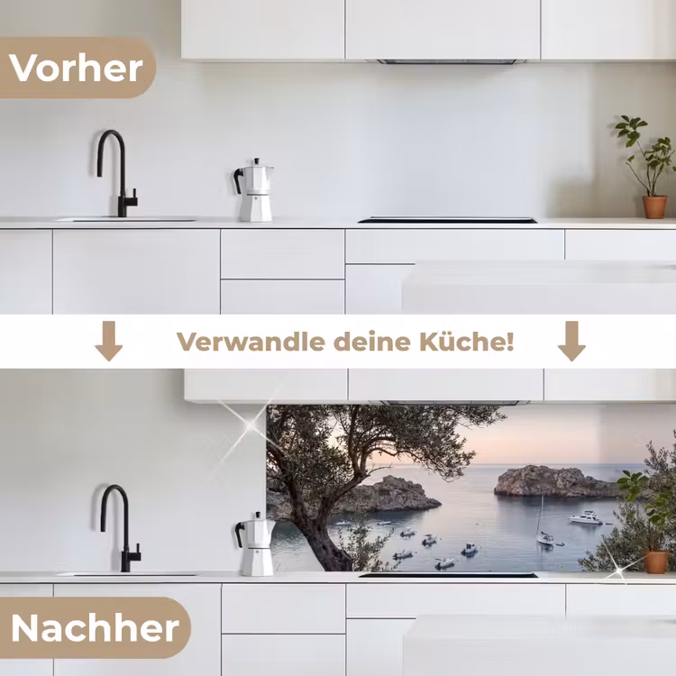 Küchenrückwand - Bucht – Boote – Sonnenuntergang - Baai - boten - zonsondergang keuken achterwand 2 middel