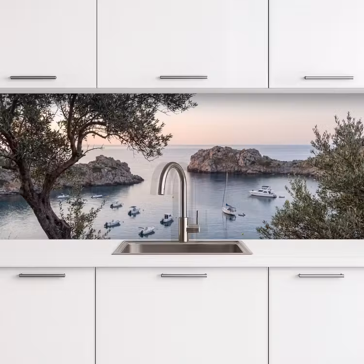 Küchenrückwand - Bucht – Boote – Sonnenuntergang - Baai - boten - zonsondergang keuken achterwand 2 middel