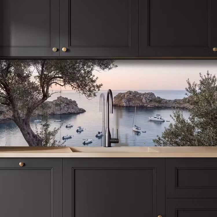 Küchenrückwand - Bucht – Boote – Sonnenuntergang - Baai - boten - zonsondergang keuken achterwand 2 middel