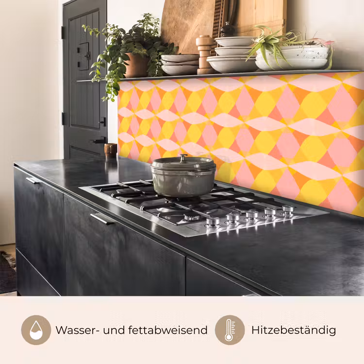 Kleurrijk - Ruitpatroon - Bladvormen keuken achterwand 2 middel 871 -usp_DE