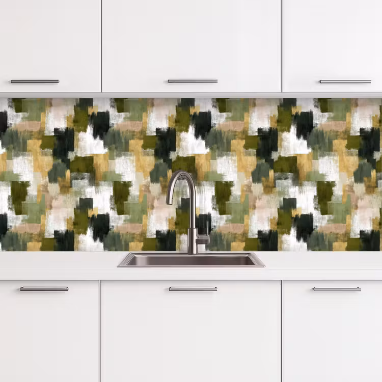 Penseelstrepen - Mos - Groentinten keuken achterwand 2 middel 871 -3d