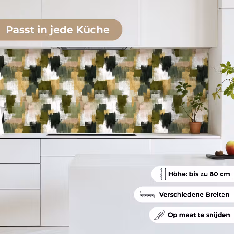 Penseelstrepen - Mos - Groentinten keuken achterwand 2 middel 871 -sfeer4_DE