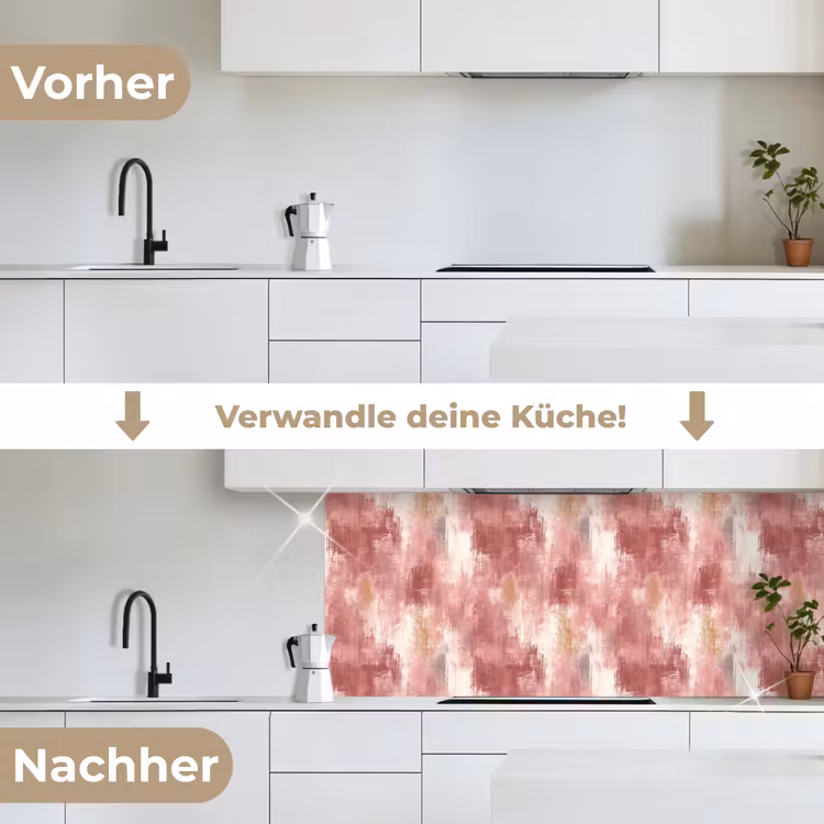 Penseelstrepen - Verweerd - Roze keuken achterwand 2 middel 871 -voor-na_DE