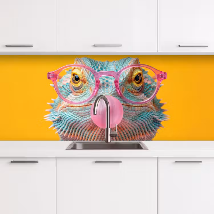 Kameleon - Kauwgom - Kleurrijk keuken achterwand 2 middel -3d