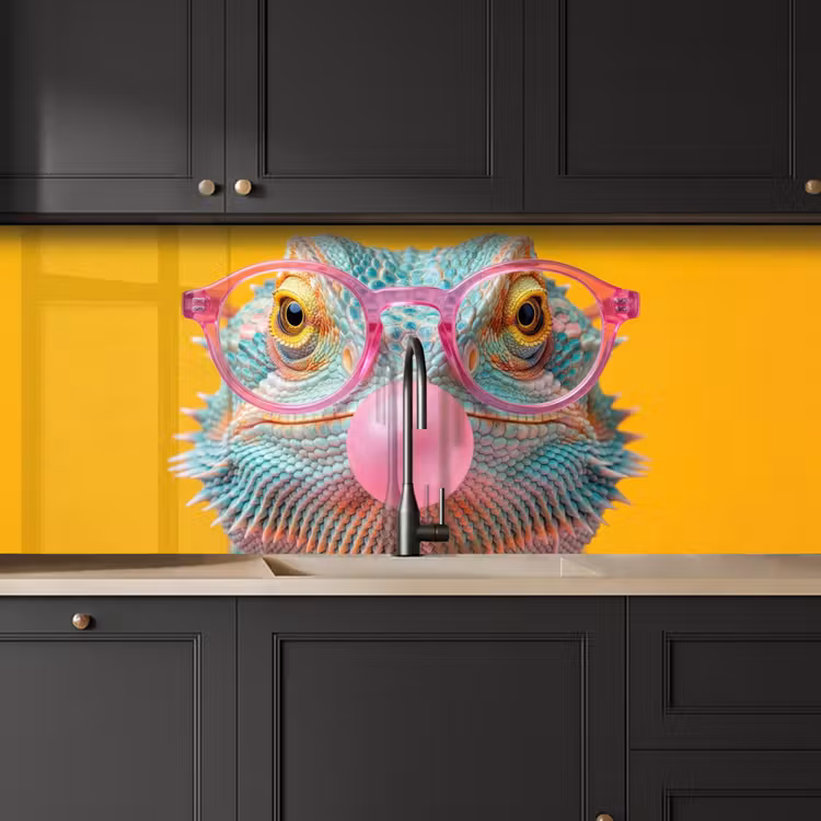 Kameleon - Kauwgom - Kleurrijk keuken achterwand 2 middel -sfeer1
