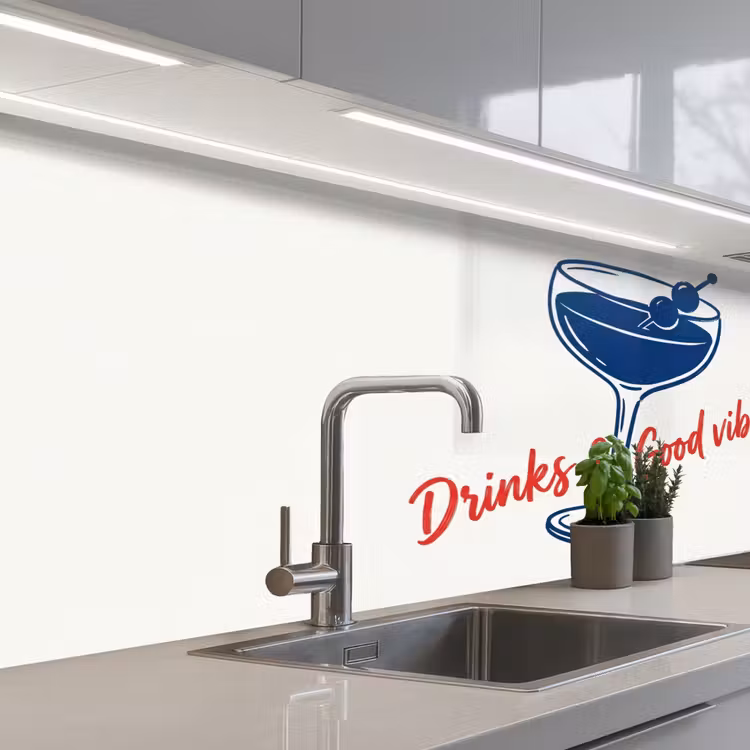 Cocktail - Glas - Illustratie - Blauw - Wit keuken achterwand 2 middel -3d_schuin