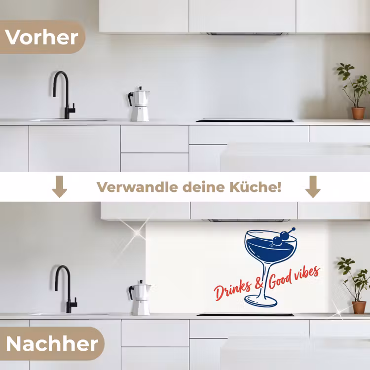 Cocktail - Glas - Illustratie - Blauw - Wit keuken achterwand 2 middel -voor-na_DE