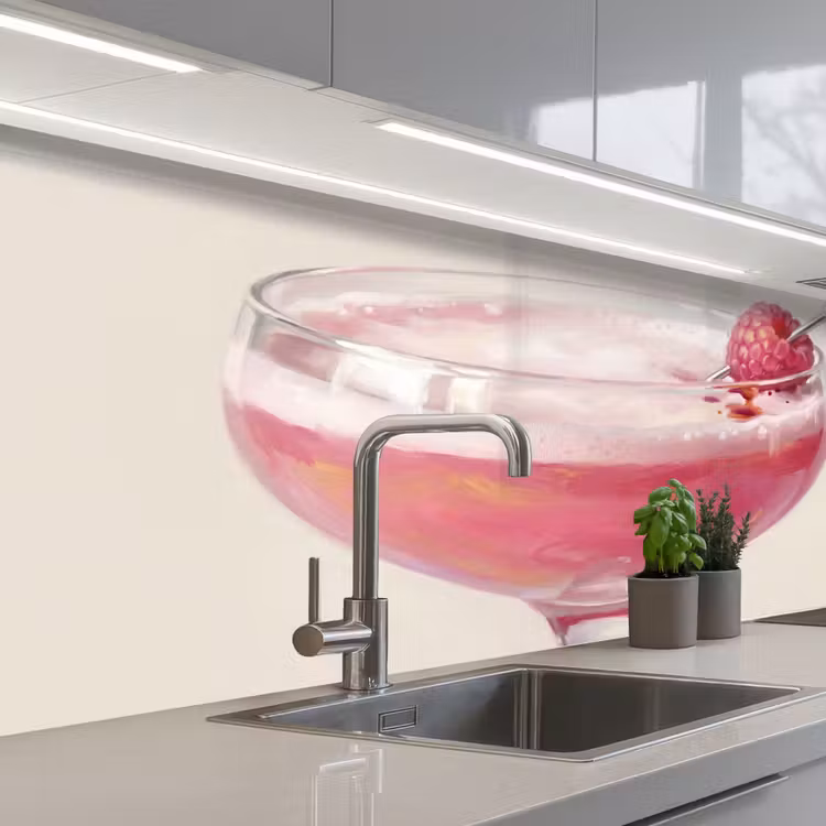 Cocktail - Framboos - Drank - Modern - Roze keuken achterwand 2 middel -3d_schuin