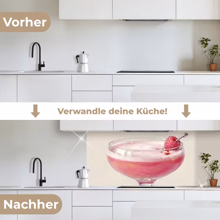 Cocktail - Framboos - Drank - Modern - Roze keuken achterwand 2 middel -voor-na_DE