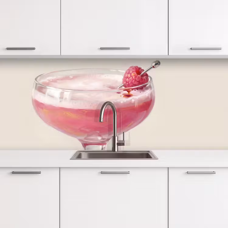 Cocktail - Framboos - Drank - Modern - Roze keuken achterwand 2 middel -3d