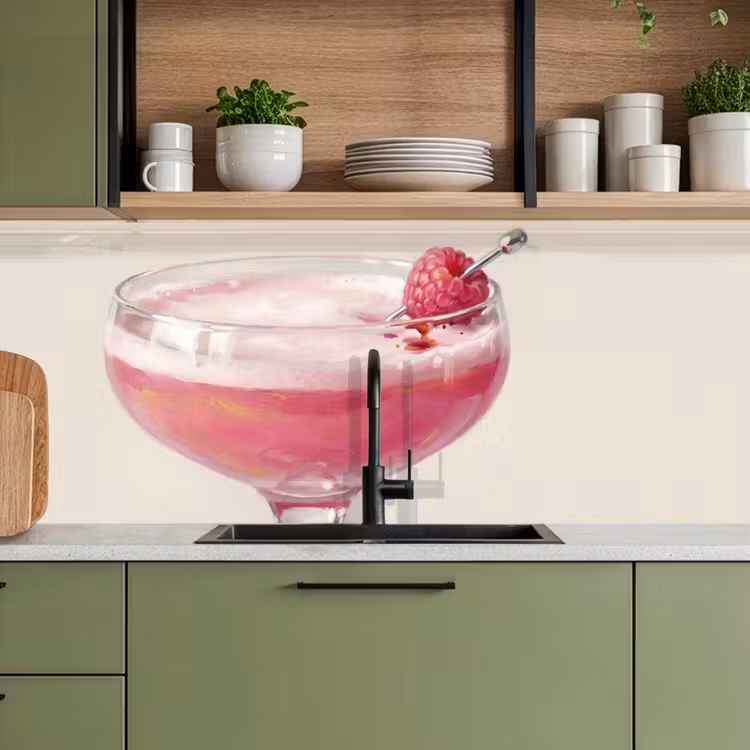 Cocktail - Framboos - Drank - Modern - Roze keuken achterwand 2 middel -sfeer3