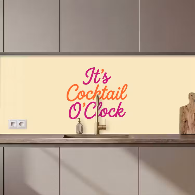 Cocktail O'Clock - Geel - Retro keuken achterwand 2 middel zz_3dshopping