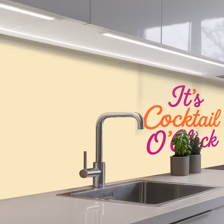 Cocktail O'Clock - Geel - Retro keuken achterwand 2 middel -3d_schuin