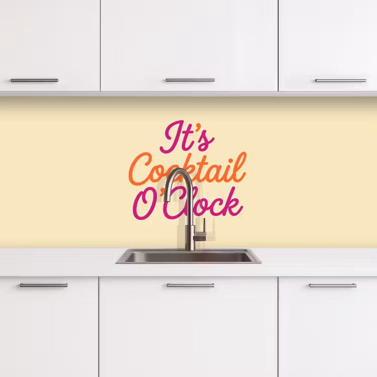 Cocktail O'Clock - Geel - Retro keuken achterwand 2 middel -3d
