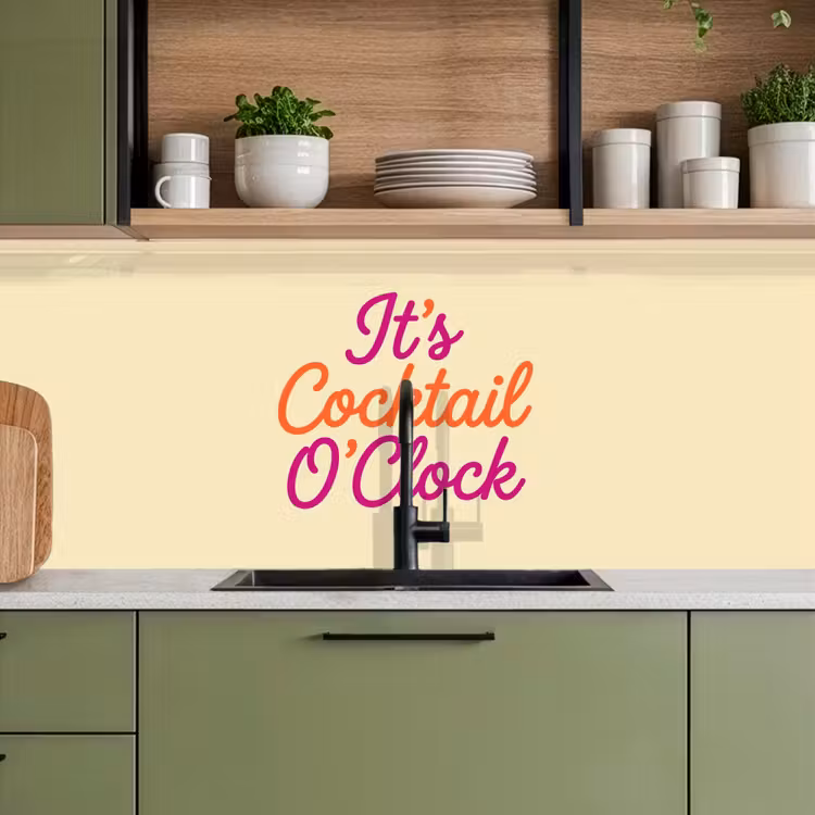 Cocktail O'Clock - Geel - Retro keuken achterwand 2 middel -sfeer3