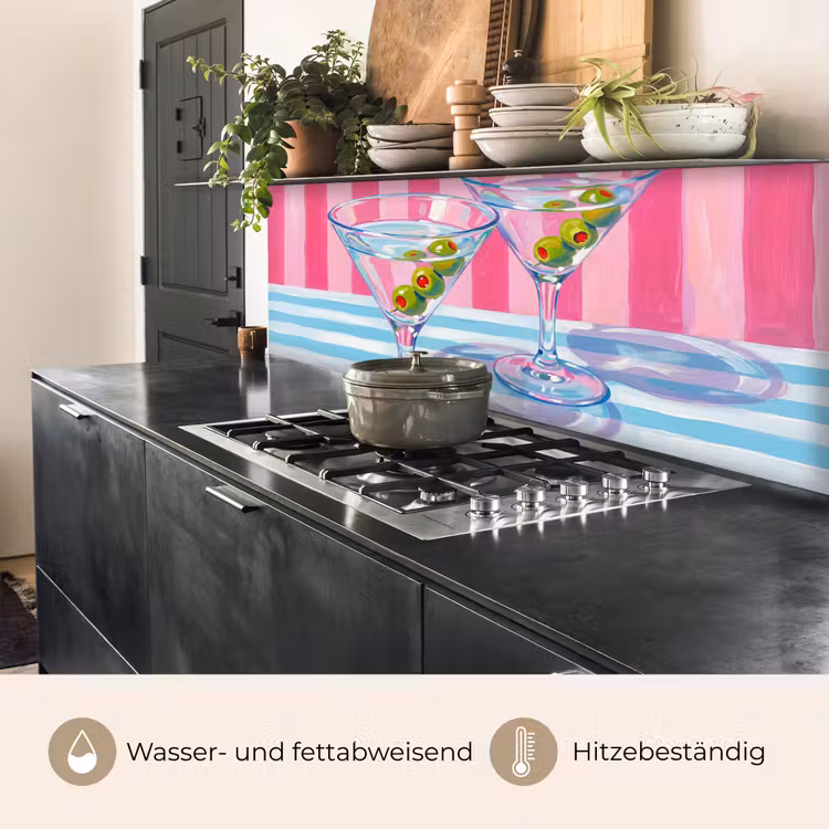Cocktail - Olijven - Kunst - Modern - Roze keuken achterwand 2 middel -usp_DE