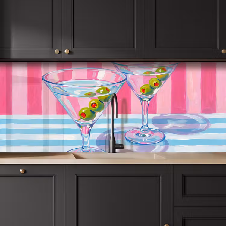 Cocktail - Olijven - Kunst - Modern - Roze keuken achterwand 2 middel -sfeer1
