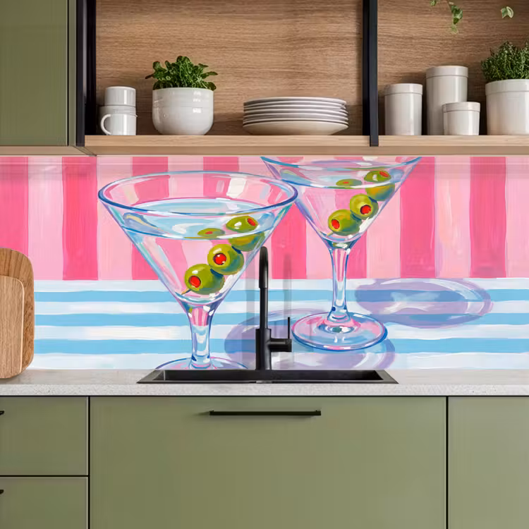 Cocktail - Olijven - Kunst - Modern - Roze keuken achterwand 2 middel -sfeer3