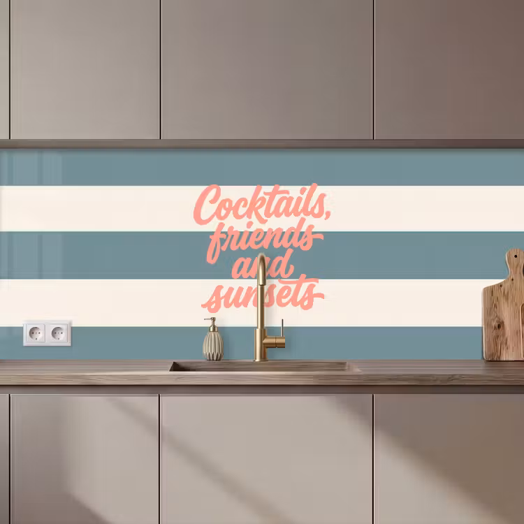 Cocktails - Strepen - Blauw - Koraal keuken achterwand 2 middel zz_3dshopping